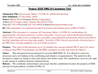 Project: IEEE P802.19 Coexistence TAG