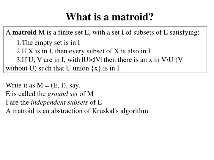 what is a matroid