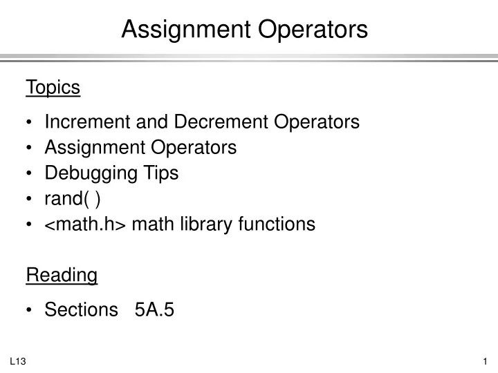 assignment operators