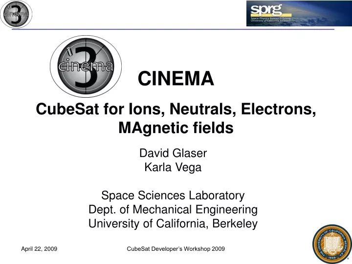 cinema cubesat for ions neutrals electrons