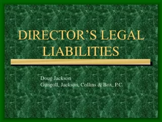 DIRECTOR’S LEGAL LIABILITIES