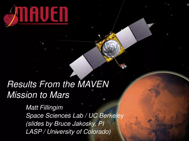 results from the maven mission to mars matt