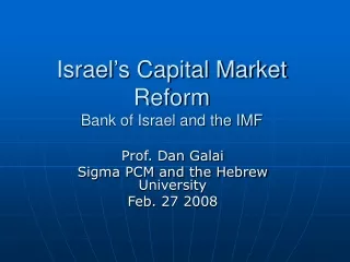 Israel’s Capital Market Reform Bank of Israel and the IMF