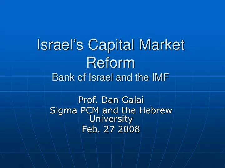 israel s capital market reform bank of israel and the imf
