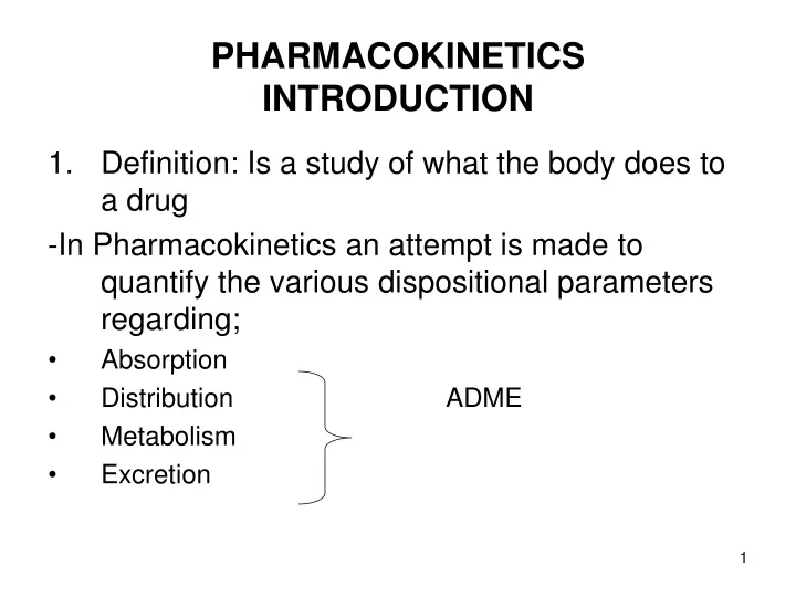 pharmacokinetics introduction