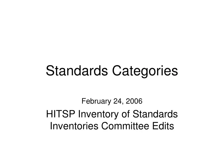 standards categories