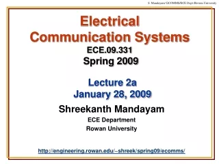 Electrical  Communication Systems ECE.09.331 Spring 2009