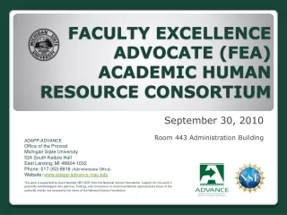 FACULTY EXCELLENCE ADVOCATE (FEA) ACADEMIC HUMAN RESOURCE CONSORTIUM