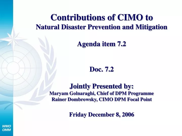 contributions of cimo to natural disaster