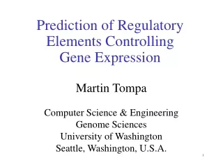 Prediction of Regulatory Elements Controlling  Gene Expression