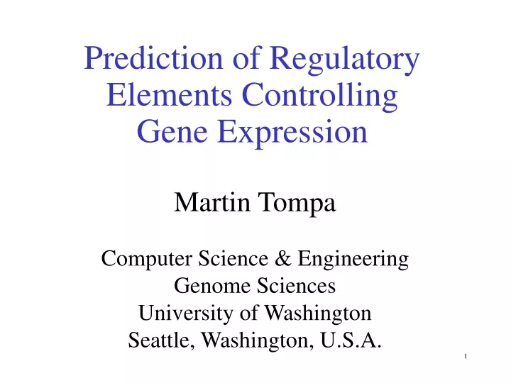 prediction of regulatory elements controlling gene expression