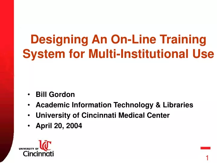 designing an on line training system for multi institutional use