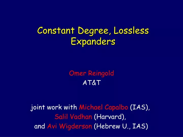 constant degree lossless expanders