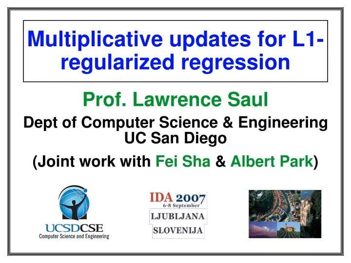 multiplicative updates for l1 regularized regression