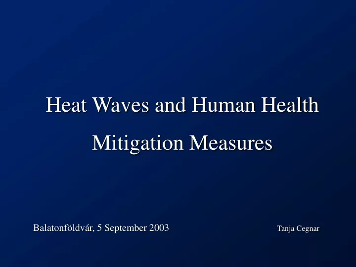 heat waves and human health mitigation measures