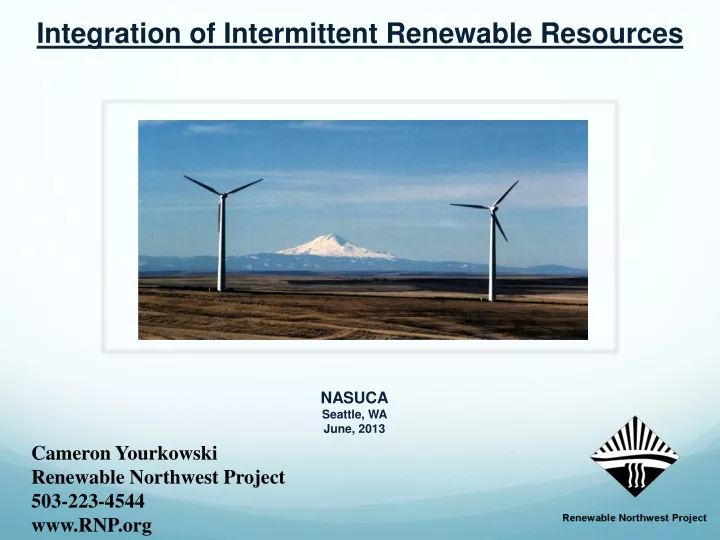 integration of intermittent renewable resources