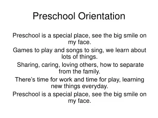 Preschool Orientation