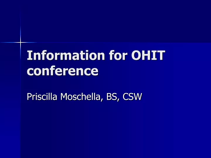 information for ohit conference