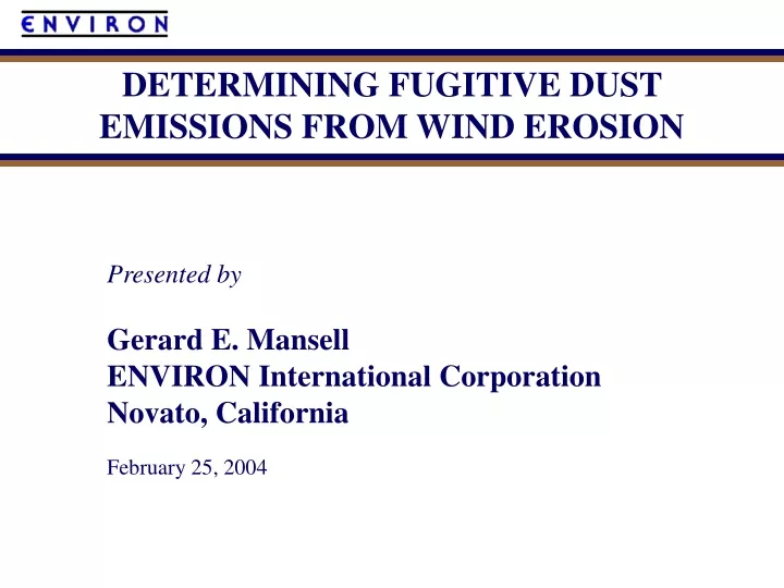 determining fugitive dust emissions from wind