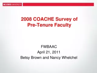 2008 COACHE Survey of  Pre-Tenure Faculty