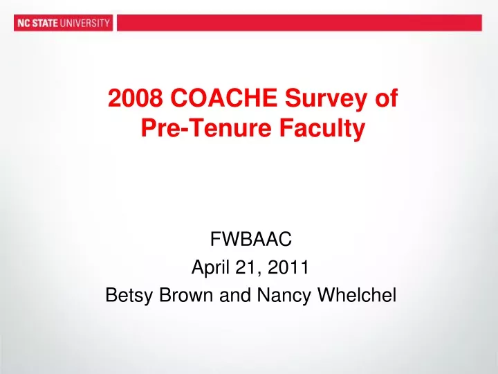 2008 coache survey of pre tenure faculty