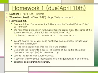 Homework 1 (due:April 10th)