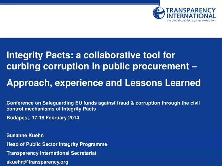 integrity pacts a collaborative tool for curbing
