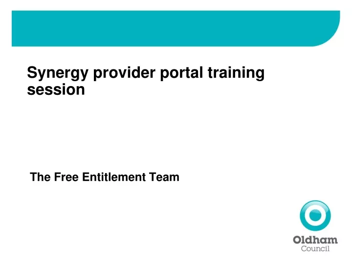 synergy provider portal training session