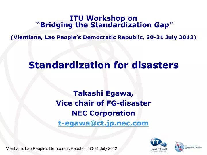 standardization for disasters