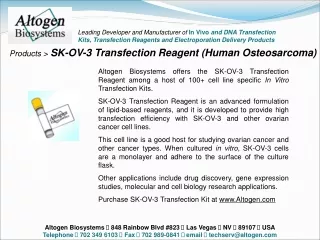 Products &gt; SK-OV-3 Transfection Reagent (Human Osteosarcoma)