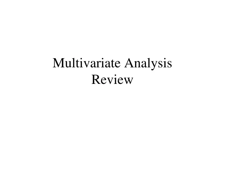 multivariate analysis review