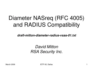 Diameter NASreq (RFC 4005) and RADIUS Compatibility