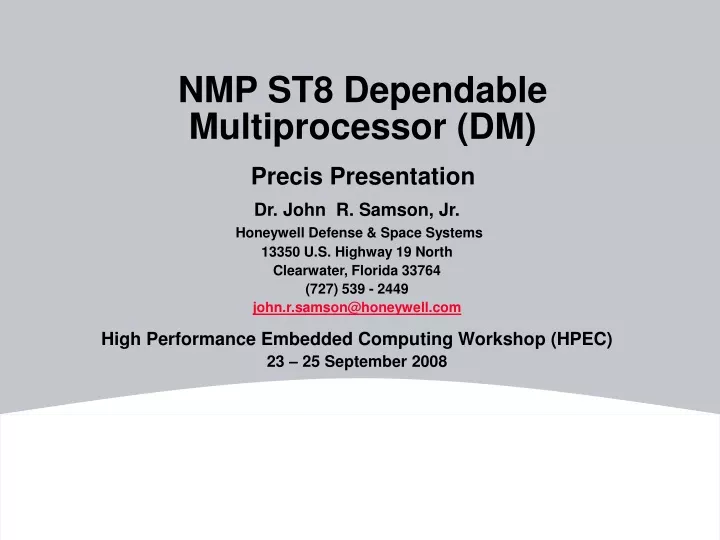 nmp st8 dependable multiprocessor dm precis presentation