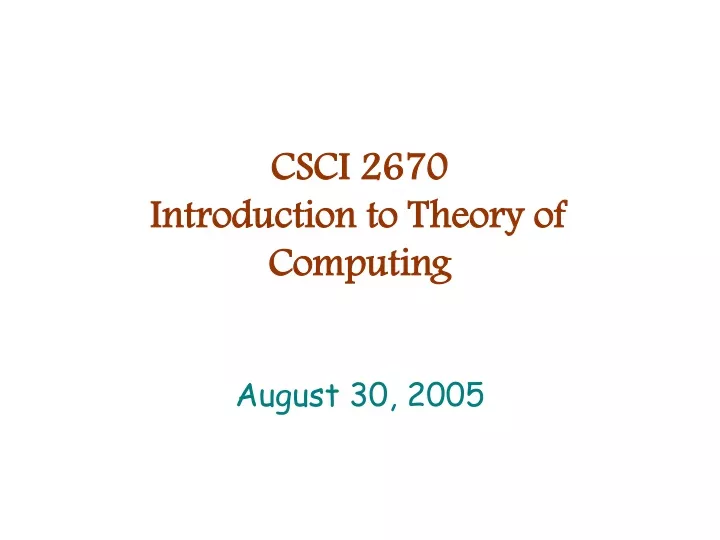 csci 2670 introduction to theory of computing