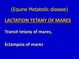 (Equine Metabolic disease)