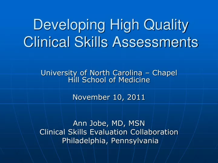 developing high quality clinical skills assessments
