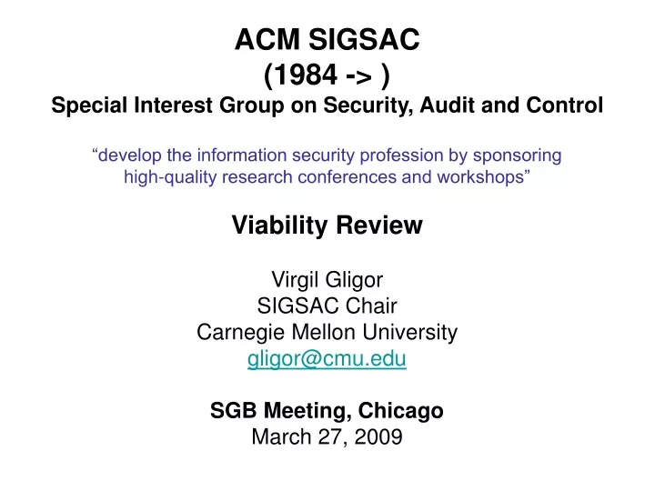 acm sigsac 1984 special interest group