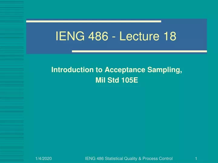 ieng 486 lecture 18