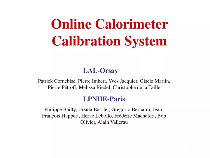 online calorimeter calibration system