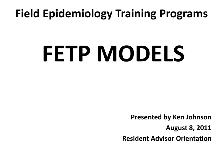 field epidemiology training programs