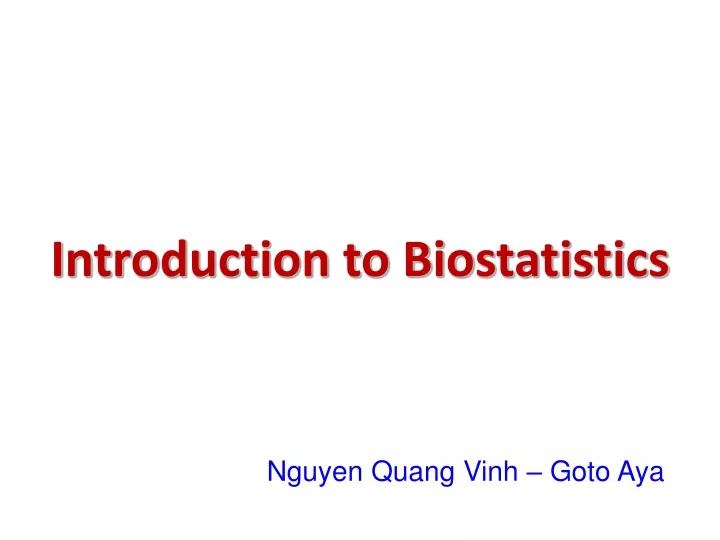 introduction to biostatistics