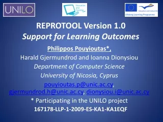 REPROTOOL Version 1.0 Support for Learning Outcomes