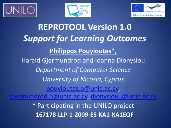 reprotool version 1 0 support for learning outcomes