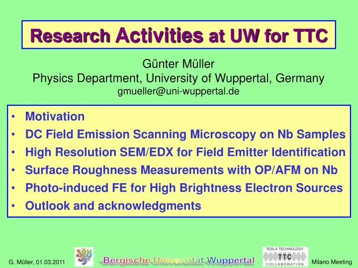 research activities at uw for ttc