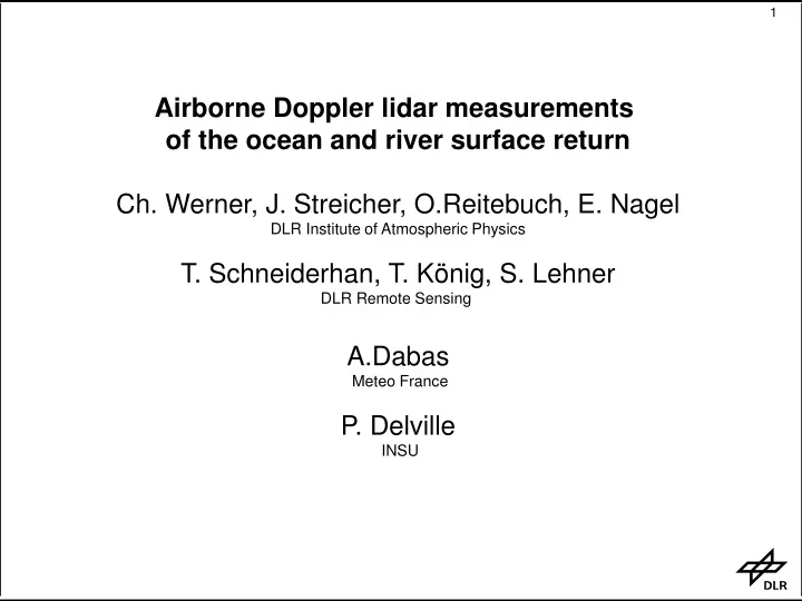 airborne doppler lidar measurements of the ocean