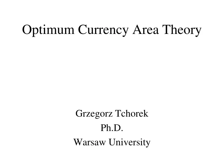 optimum currency area theory