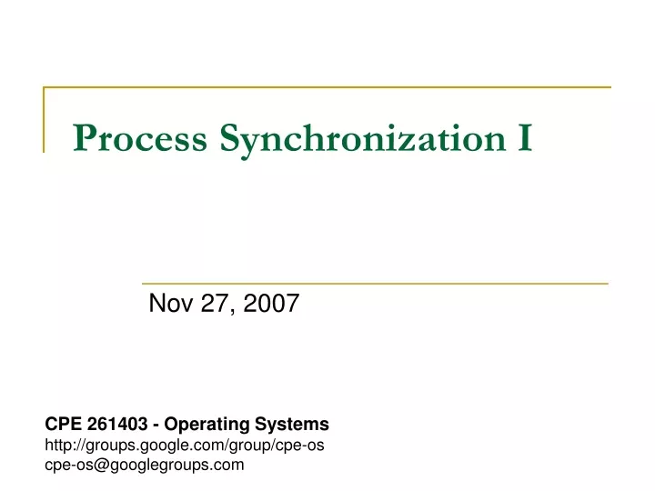 process synchronization i