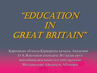 “Education  in  Great Britain”