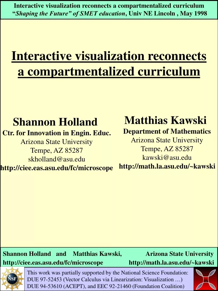 interactive visualization reconnects a compartmentalized curriculum