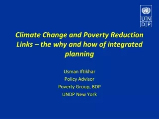 Climate Change and Poverty Reduction Links – the why and how of integrated planning